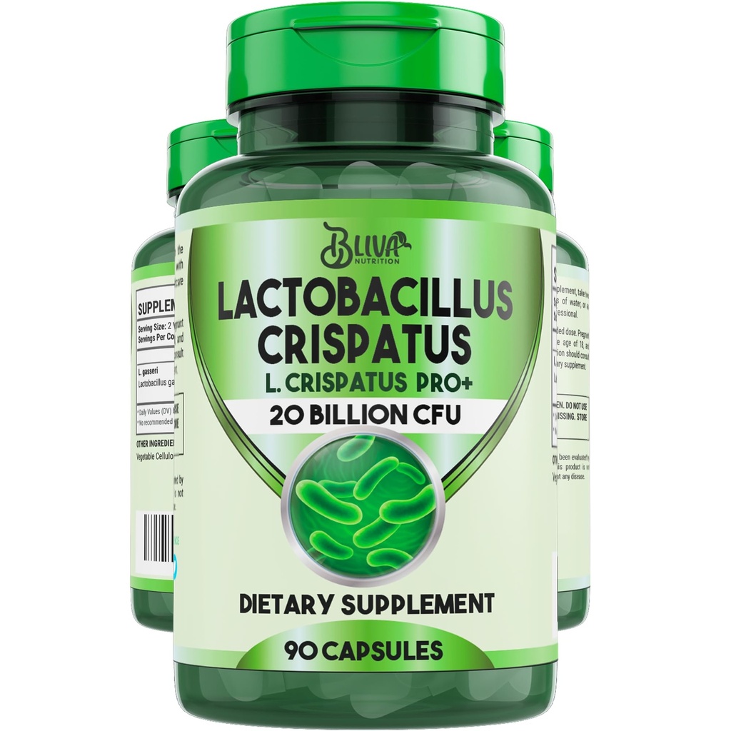 BLIVA Lactobacillus Crispatus Capsules – L Crispatus - 20 milliards d'UFC par portion - Supplément le plus élevé de l'UFC L. Crispatus pour les femmes - soutient la santé vaginale et digestive - 90 capsules