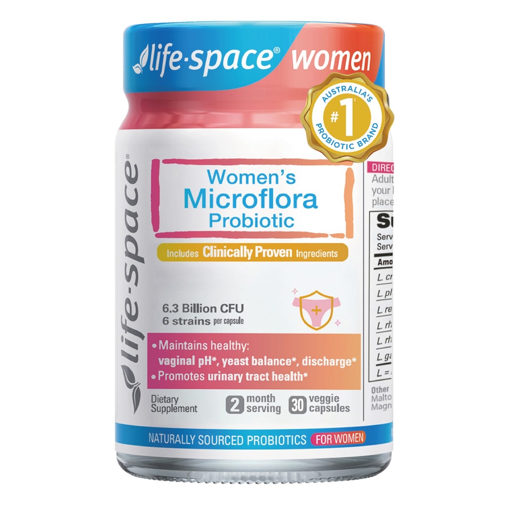 Probiotique Life-Space pour les femmes, soutenir la microflore vaginale saine et confort, supplément quotidien pour les femmes, pH équilibre avec Lactobacillus rhamnosus, 6,3 milliards CFU et 6 souches, 30 ct