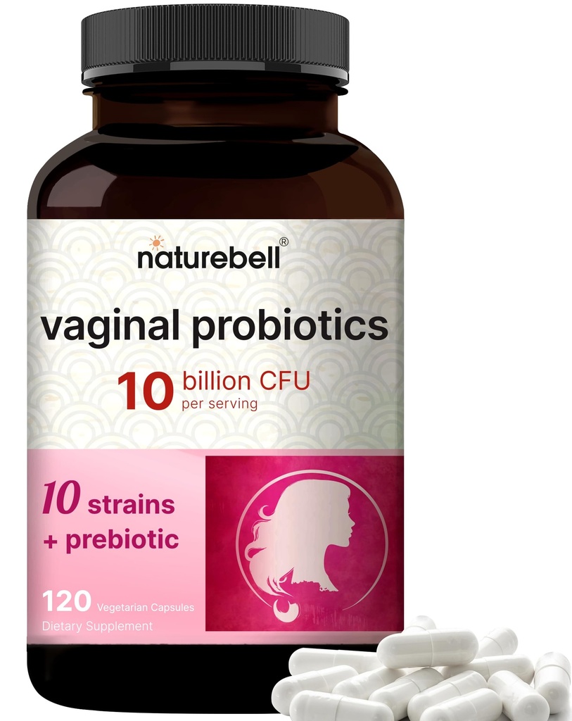 NatureBell Probiotiques vaginaux pour les femmes, 10 Million CFU, 120 Capsules de Veggie.