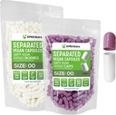 XPRS Nutra Vegan Taille 00 Capsules séparées - 500 Compte Capsules vides Premium Séparées dans des sacs - 00 Pills vides pour le remplissage de supplément de bricolage (Lavande/Blanc)