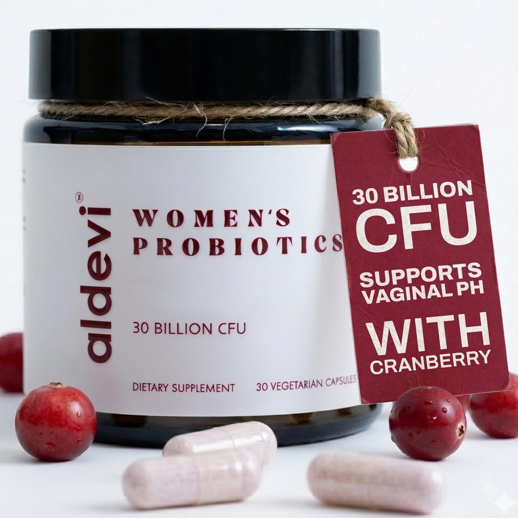 Femmes Probiotiques 30 milliards CFU avec canneberge, Fabriqué aux États-Unis – Soutien quotidien pour le pH vaginal, l'urine et la santé digestive – Vegan, 30 capsules