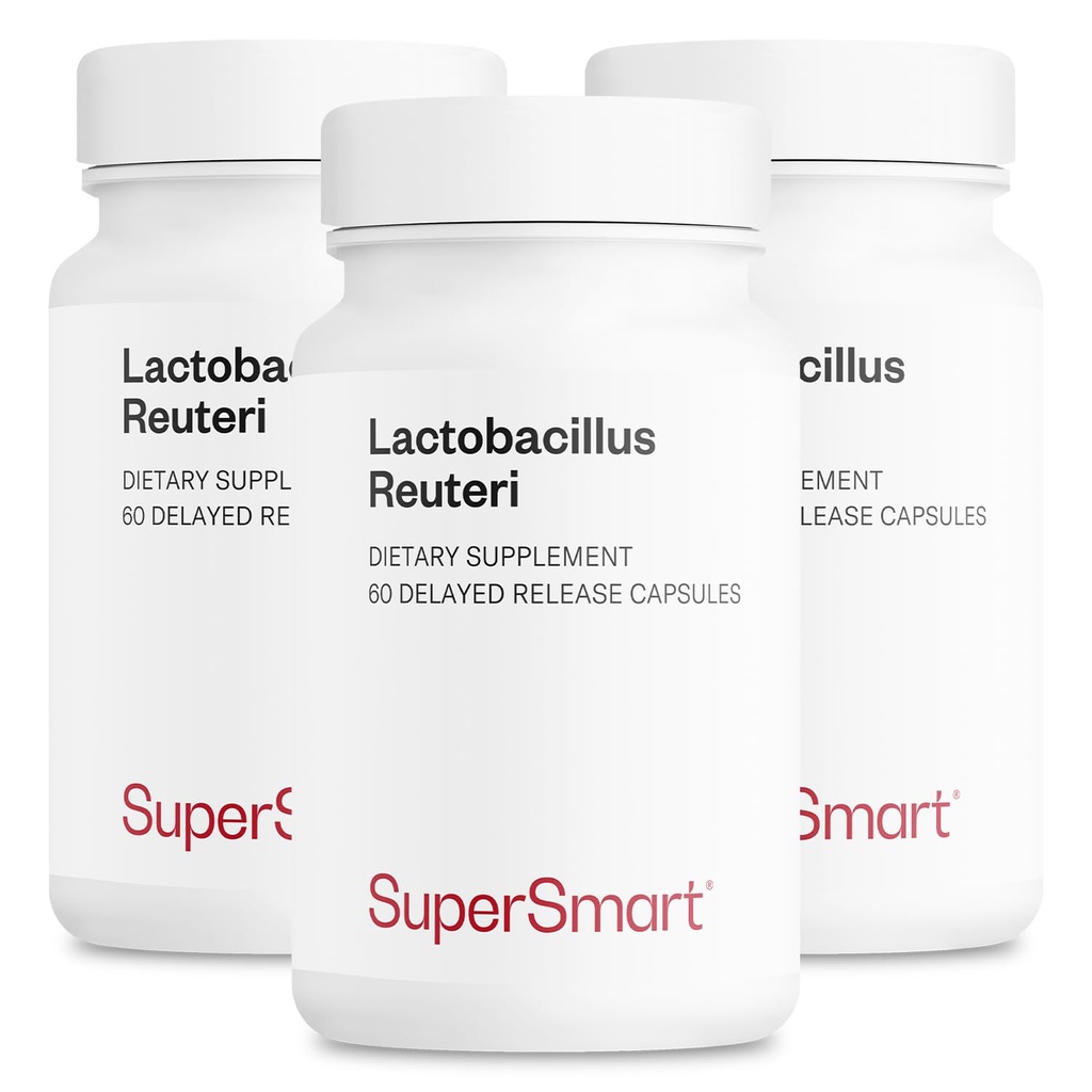 Supersmart - Lactobacillus Reuteri 5 milliards d'UFC par jour - Supplément probiotique - Sans OGM et sans gluten - 60 * 3 gélules DR