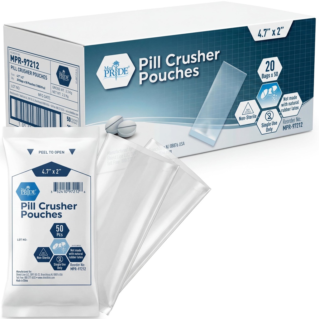 MED PRIDE Pill Crusher 4.7=2'' Pochettes – Pack de 1000 broyeurs jetables – Sacs de broyage pour une consommation facile avec zéro déchet