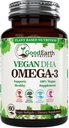 Huile d'algue - Vegan DHA Omega 3 Suppléments d'huile de poisson - Booster de cerveau, supplément et vitamine prénatale - Fournit un cœur en santé et un soutien immunitaire - Supplément d'algues sans Burpless - 60 mini softgels de poisson