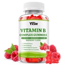 Gommies complexes de vitamine B pour les femmes et les hommes - Vitamine B12, B1, B2, B3, B5 et B6 -B suppléments vitaminiques complexes avec vitamine C, magnésium et choline, framboise, 60 comte