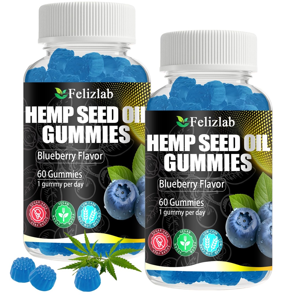 Hemp Gummies for Sleep Pain Anxiety -120 Count Plant Based Natural Hemp Oil Extract Gummy with Omega & Vitamin B for Relaxation and Peace - in a Raspberry Shape (Blueberry Flavor)
