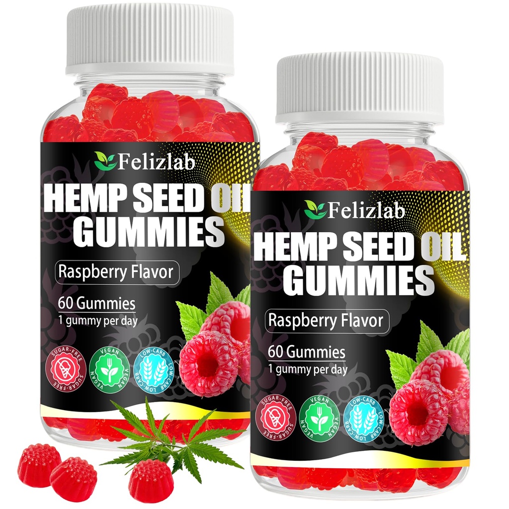 Hemp Gummies for Sleep, Pain, Anxiety -120 Count Plant Based Natural Hemp Oil Extract Gummy with Omega & Vitamin B for Relaxation and Peace - in a Raspberry Shape (Raspberry Flavor)