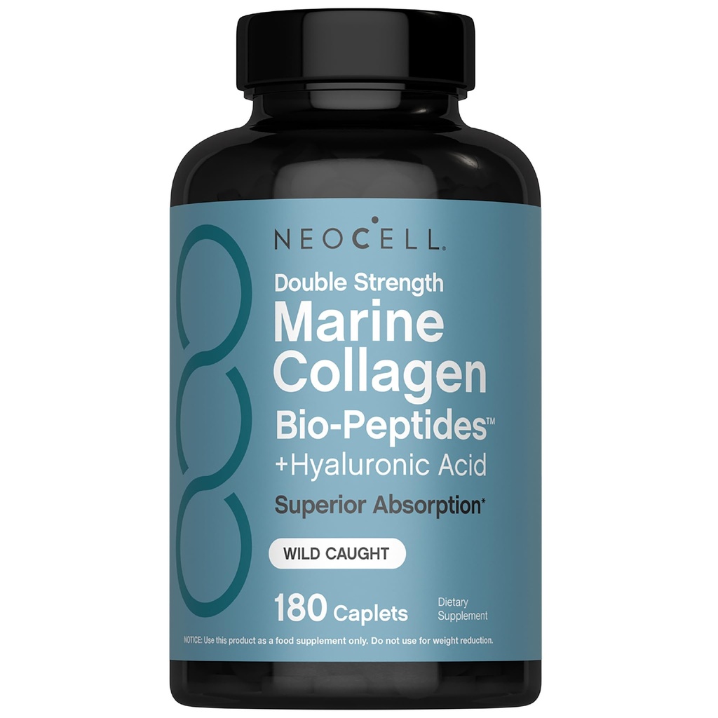 NeoCell Marine Collagen Peptides Supplément de 180 Caplets avec l'acide hyaluronique