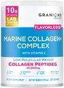 Poudre de collagène marine non aromatisée - 10g de Peptides de collagène hydrolysés de type I avec de la vitamine C d'acérola naturelle Antioxydant - Vitamines de cheveux, de peau, de ongles pour les femmes et les hommes- Supplément beauté pro-âge - 9,8oz