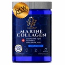 Peptides de collagène marin en poudre avec acide hyaluronique, Coenzyme Q10, vitamine C - Promouvoir la peau ferme, les ongles forts et l'air, articulations saines - Collagène hydrolysé de morue Atlantique - 10g par portion
