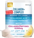 Supplément en poudre de collagène marin - Peptides de collagène marin hydrolysé de type I, biotine, acide hyaluronique, vitamine C, complexe antioxydants vitaux - Suppléments pour la peau pour les femmes - Cimonade rose, 9.7oz
