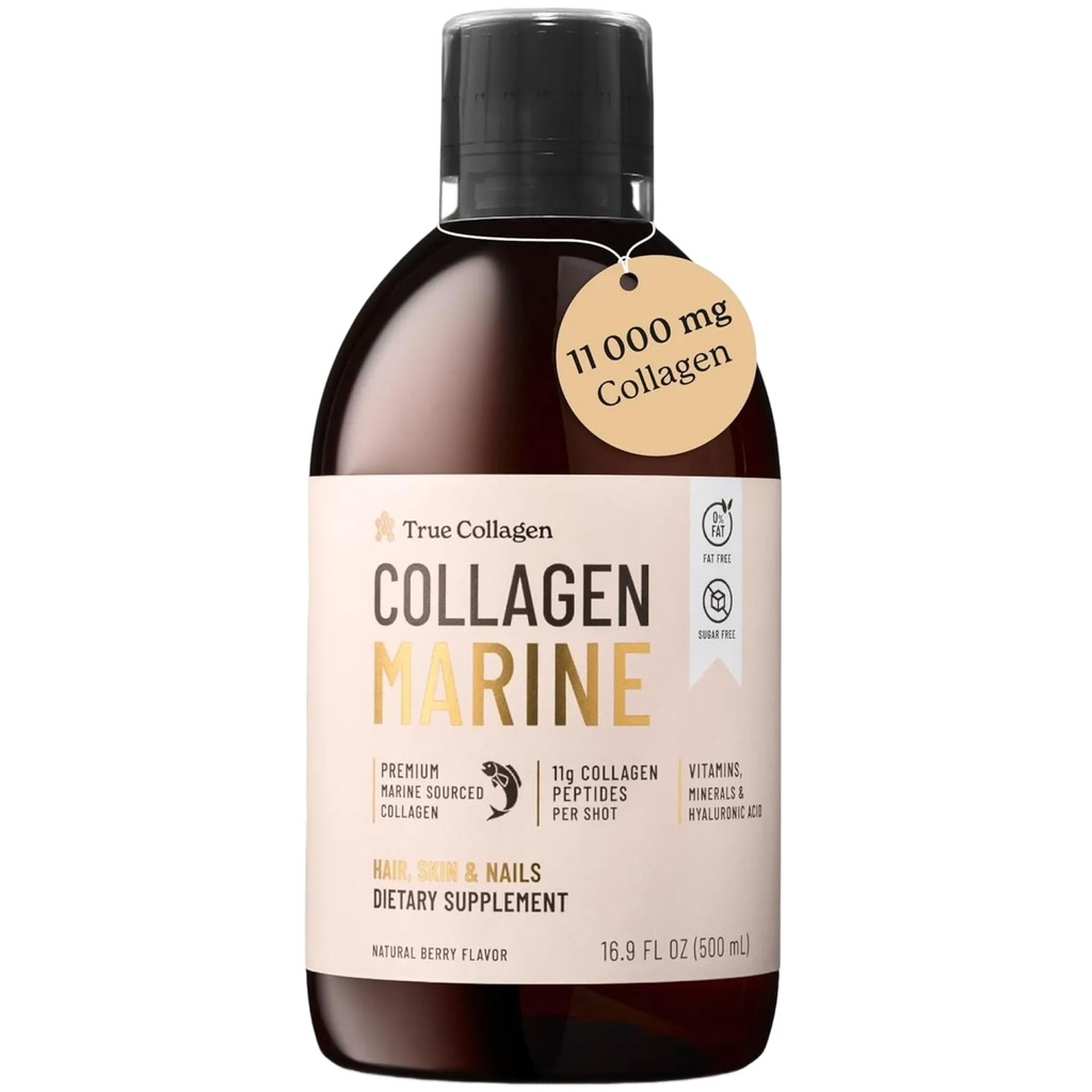 True Collagen Marine 11,000 mg Complément liquide de collagène marin hydrolysé - 20 jours d'approvisionnement, 500 ml.