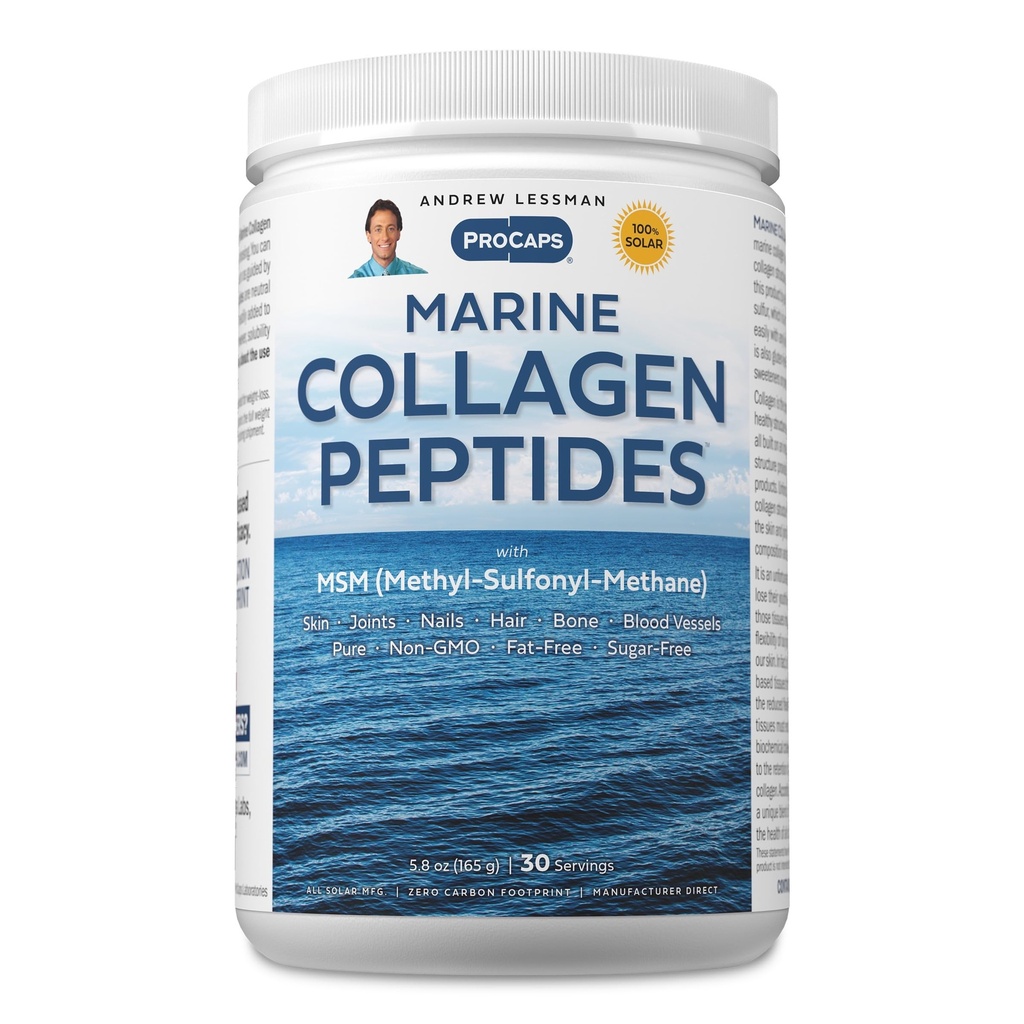 ANDREW LESSMAN Marine Collagen Peptides Powder and MSM 30 Servings - Supports Radiant Smooth Soft Skin, Comfortable Joints. Pure. Super Soluble No Fishy Flavor No Additives Non-GMO