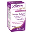 Complexe de collagène marin HealthAid – Collagène hydrolysé avec acide hyaluronique, vitamine C, E & zinc – soutient l'hydratation de la peau, l'élasticité et la peau saine – 60 comprimés (2 par jour)*
