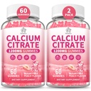 Citrate de calcium pur 1200 mg Gummies pour adultes, Suppléments de calcium à haute absorption pour les femmes et les hommes, sans sucre, sans OGM, sans gluten, soutient les os, les dents, Muscle & Immune - Peach Flavor