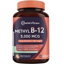 Recettes du médecin Vitamine B12 Sublingual, méthylcobalamine 5000 mcg 120 Comprimés dissolvants rapides, Saveur de pêche naturelle, Méthyle végétalien, Métabolisme énergétique et système nerveux