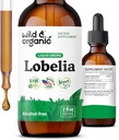 Teinture de lobelia sauvage et biologique - Nettoyant et désintoxication à base de plantes - Supplément d'extrait de lobelia liquide - gouttes de plantes végétaliennes, sans sucre et sans alcool - 2 fl oz