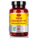 FAMILI+ 180 jours Vitamine végétalienne D3+K2 Softgel à l'huile de noix de coco MCT de 2000IU Source végétale Vitamine D3 + 100 mcg Vitamine K2 MK-7.