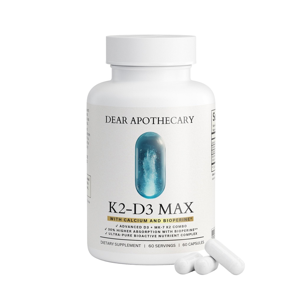 Vitamin D3 K2 Supplement 5000 IU - D3 5000 with K2 MK7 100mcg Calcium BioPerine - Bone Health Immune Support Cardiovascular Wellness - High Absorption Vegan Non-GMO Gluten Free - 60 Capsules