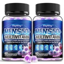 Multivitamine sans sucre pour hommes 50 Plus - Multivitamine méthylée avec Oméga-3, CoQ10, Elderberry & Turmeric pour l'énergie, Immune, Gut, Soutien de la santé - Vegan, Non-OGM, Sans gluten