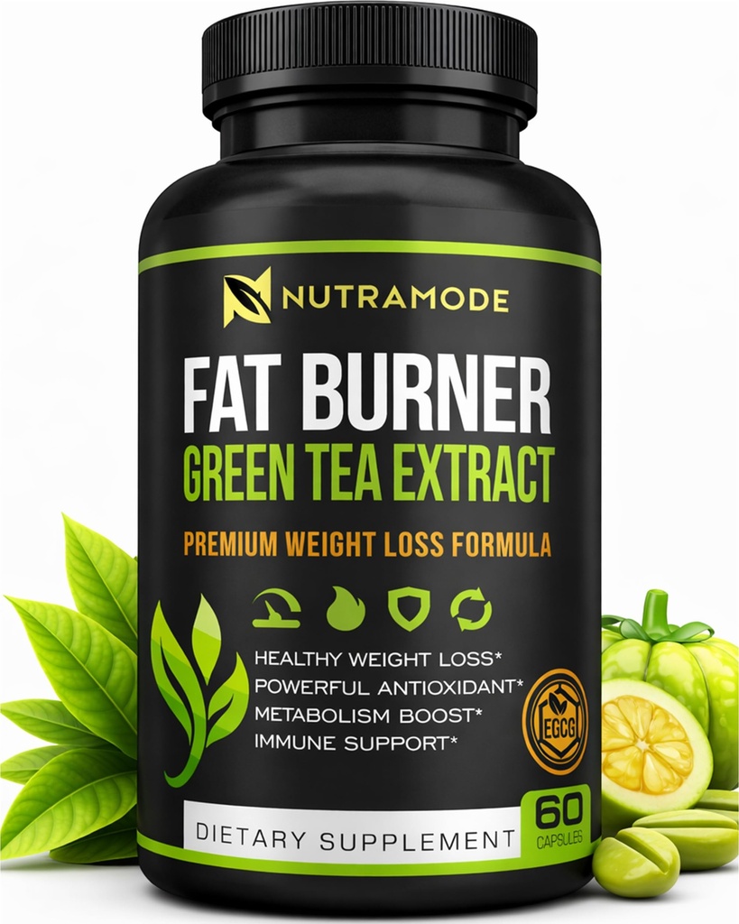 Green Tea Weight Loss Diet Pills pour les femmes et brûleur de graisse pour les hommes, GLP-1 Activer le supplément de perte de poids avec le café vert Bean & framboise Cétones, Suppresseur d'appétit et de métabolisme Booster - 60 capsules.