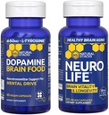 STACKS NATURAUX NeuroLife + Dopamine Brain Food Bundle - Soutient la motivation mentale et la longévité cérébrale* - 120 Capsules totales