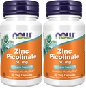 MAINTENANT Suppléments, Picolinate de zinc 50 mg, soutient les fonctions enzymatiques*, support immunitaire*, 60 capsules de légumes (paquet de 2)