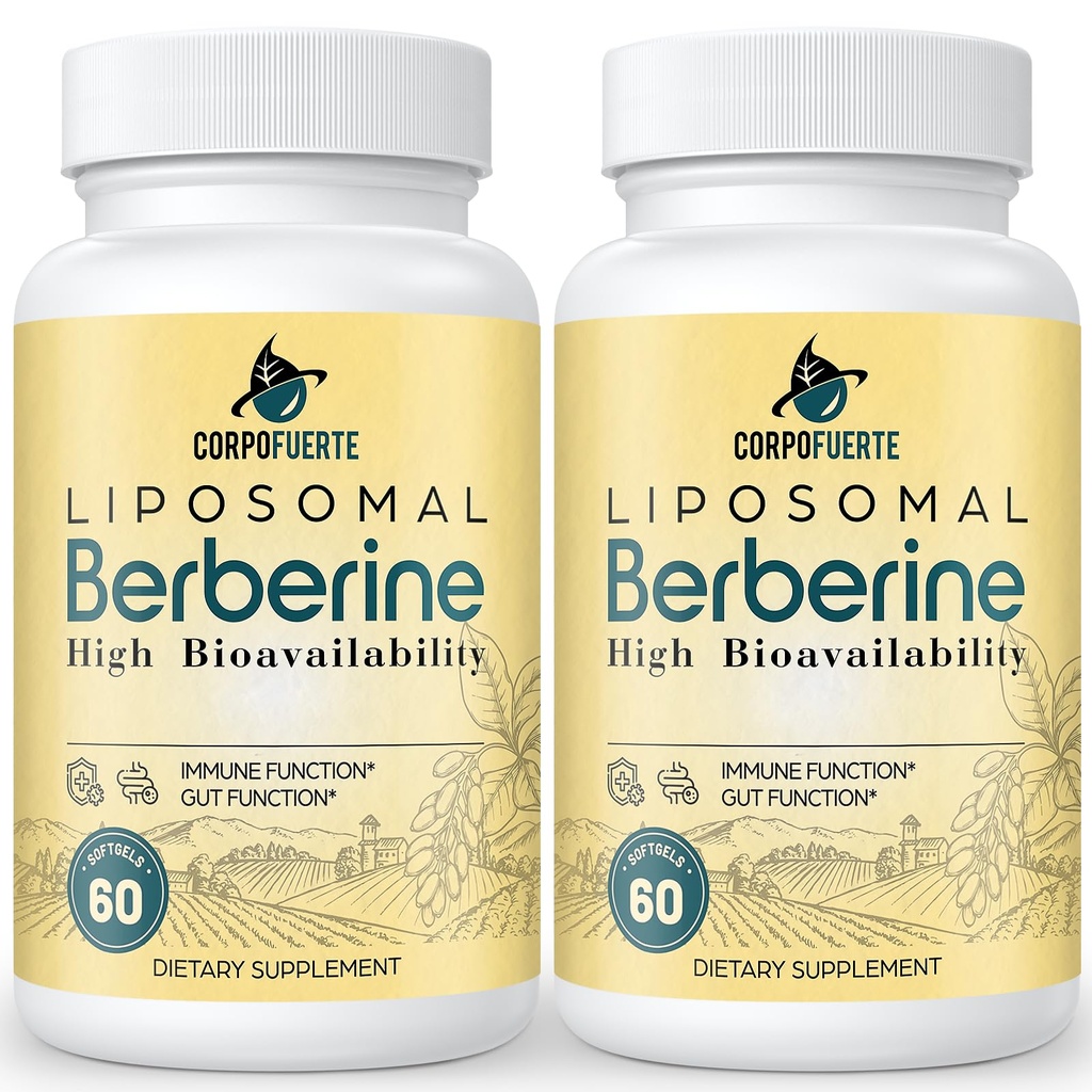 Liposomal Berberine - Berberine Supplement Activates AMPK, Supports Body Balance in Women and Men -Support Immune Function, Gut Function, Non-GMO, Sugar-Free, 120 Softgels