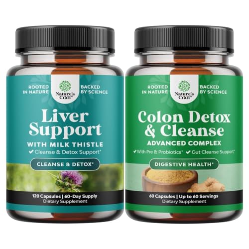 Ensemble de nettoyage du foie Détox et réparation - Lait Thistle avec Dandelion racine Choline Beetroot Artichoke Extrait et Colon Cleanser et detox - Lactobacillus Acidophilus Probiotic Supplément Nettoyage du corps
