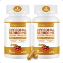 Berbérine liposomale avec cannelle Ceylan - Supplément Berbérine à haute absorption, GLP-1 amical, soutien de la balance corporelle naturelle - Fabriqué aux États-Unis, laboratoire testé, non-OGM, 120 capsules de légumes
