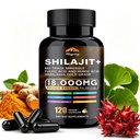 Capsules Shilajit, Himalayan Organic Shilajit pour hommes et femmes, avec Ashwagandha Ginseng, acide fulvic et plus de minéraux traces - 120 Capsules
