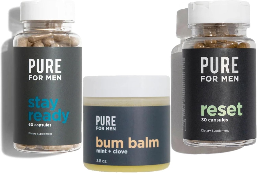 Pure pour les hommes rester prêt fibre (120 comte), Bum Baume & Reset (30 comte) Bundle