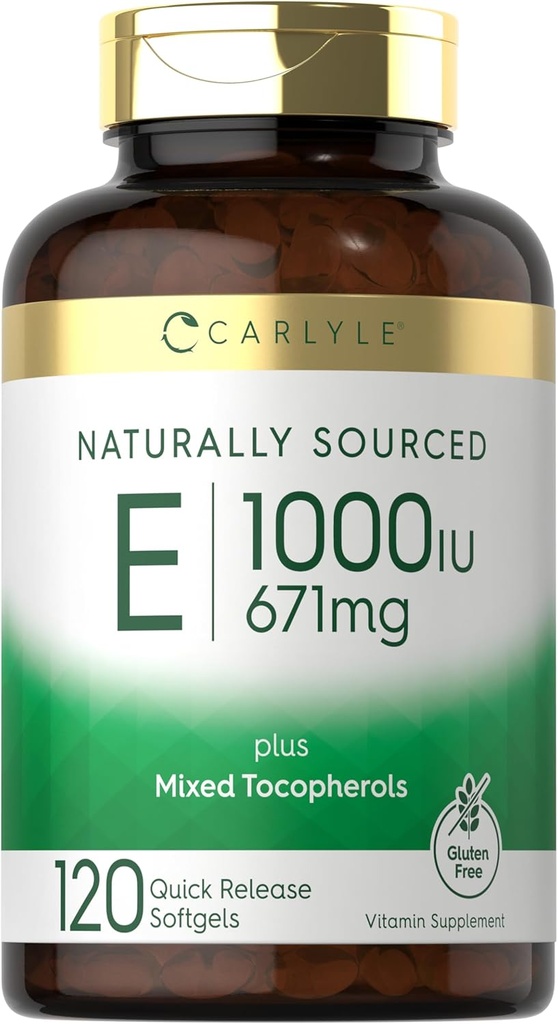 Carlyle Vitamine E avec des tocophérols mélangés. 1000 UI 120 Softgels.