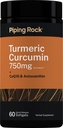 Supplément curcumin curcumin curcuma de roche piquante 60 softgels à libération rapide avec CoQ-10, extrait de poivre noir et astaxanthin