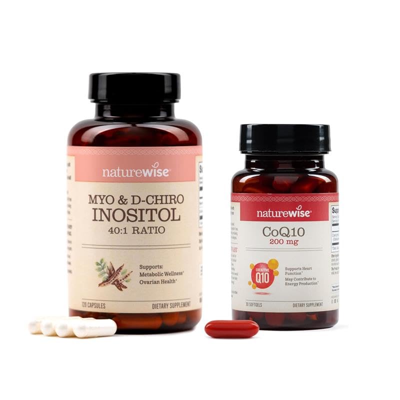 NatureWise Myo-Inositol et D-Chiro Inositol suppléments de fertilité pour les femmes - Rapport 40:1 [Approvisionnement de 30 jours] + CoQ10 200mg Softgels, Ubiquinone de haute puissance - Supplément de Coenzyme Q10 - [Approvisionnement de 30 jours]