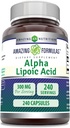 Formules étonnantes Alpha Lipoic Acid 300 mg Capsules Supplément , sans OGM , sans gluten , Fabriqué aux États-Unis (240 Nombre)