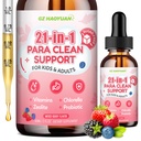 21 en 1 gouttes nettoyantes à base de plantes – Wormwood, noix noires, zéolite, Chlorella, 10B Probiotiques et vêtements – soutient la désintoxication liquide pour la santé digestive pour les adultes et les enfants, sans alcool, saveur de baie mixte