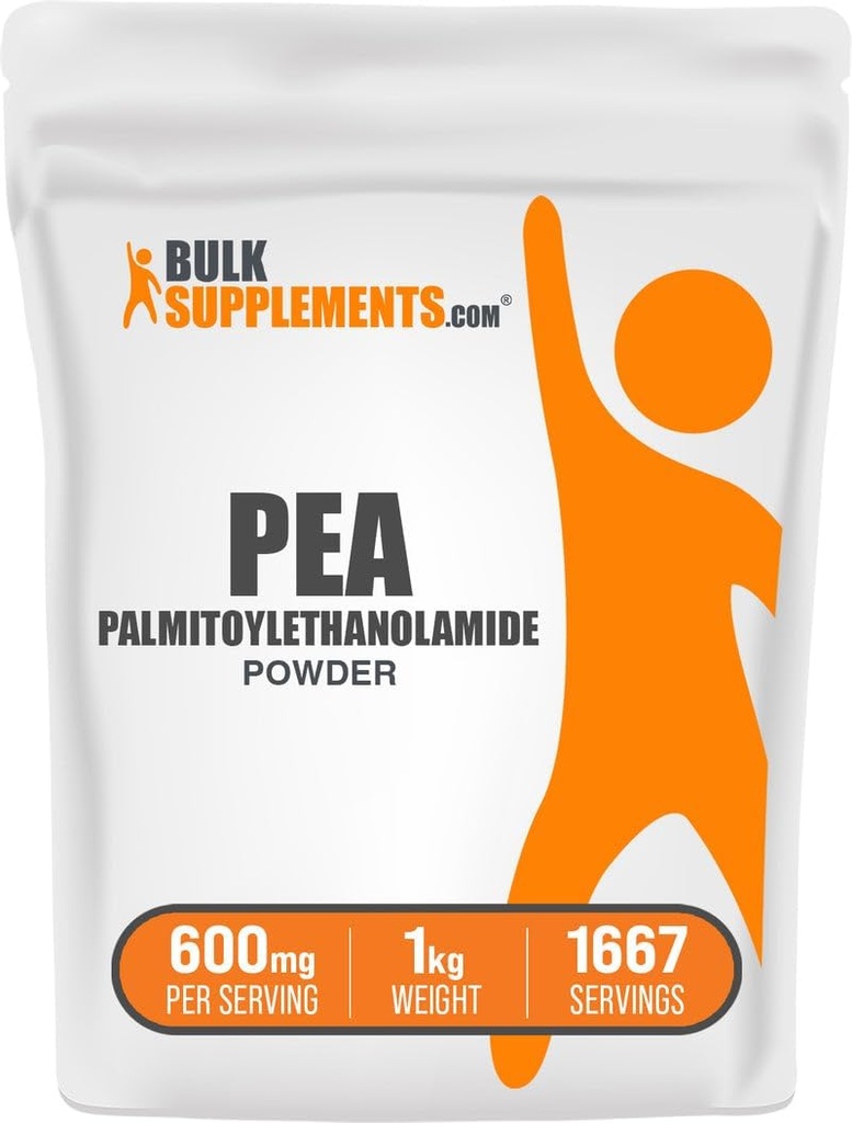 BulkSupplements.com Poudre de Palmitoyléthanolamide - Supplément de pois, Palmitoyléthanolamide pour support immunitaire - Sans gluten, 600mg par portion, 1kg (2,2 lbs) (paquet de 1)