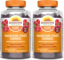 Sundown Magnesium Citrate Gummies, Supports Nerve, Bone & Muscle Health, Vegetarian, Raspberry Flavored, 60 Count (Pack of 2)