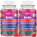 Gommies de 2 paquets de magnésium pour les enfants - Gommies de magnésium avec L-Theanine, Camomille, réglisse, vitamine B6, D pour les enfants et les adultes Sommeil, Relief musculaire et os de nerve - Fraise 120ct