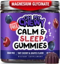 OH MY CHEWY Magnésium Glycinat Gommies pour les enfants et les adolescents - Sleep & Chillax Supplément de magnésium sans sucre et sans mélatonine avec camomille, L-Theanine et baume citron - 60 comte