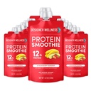 Designer Wellness Protein Smoothie, Real Fruit, 12g Protéines, Faible Carb, Zéro Sucre ajouté, Sans gluten, Non-OGM, Pas de colorants ou de saveurs artificiels, Banane de fraise, 12 Compte