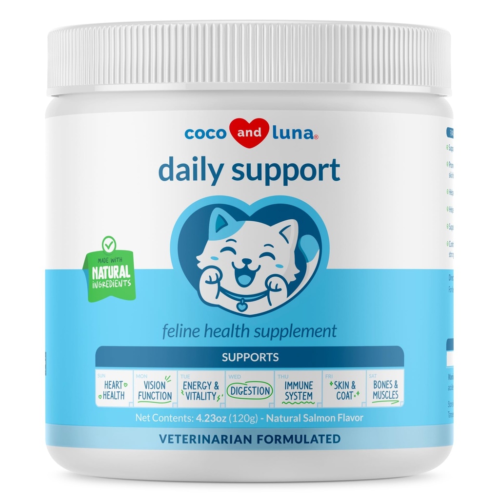 Multivitamine pour chats - poudre de 4 oz - L-Lysine, Taurine et Spiruline pour le soutien immunitaire et la santé oculaire - Huile de poisson et vitamines pour la peau et la santé cardiaque. (pour les chats)