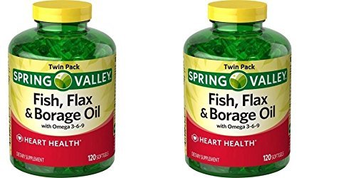 Spring Valley Fish, Flax & Borage Oil Dietary Supplement Softgels, 120 Count (Pack of 2)