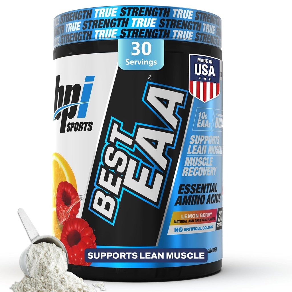 BPI Sports Essential Amino Acids EAA Powder - Pre, Intra & Post Workout Drink - BCAA Powder for Men & Women, EAA + BCAA + Hydration, Advanced Formula with 10g of EAA. (Lemon Berry)