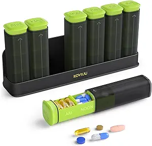 Organisateur hebdomadaire de pilules 3X par jour, boîte à pilules amovibles 7 jours, grand lot de pilules 3 fois par jour, porte-conteneur de pilules de voyage, boîte à pilules pour supplément de vitamine, vert