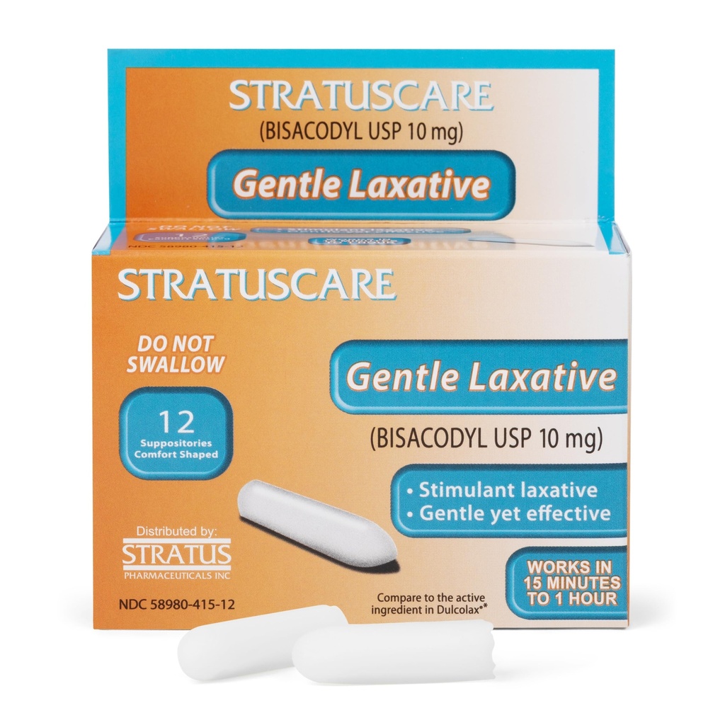 Bisacodyl Laxative Suppositories 10mg pour le soulagement de la constipation pour les adultes, suppositoire à action rapide, 12 comte