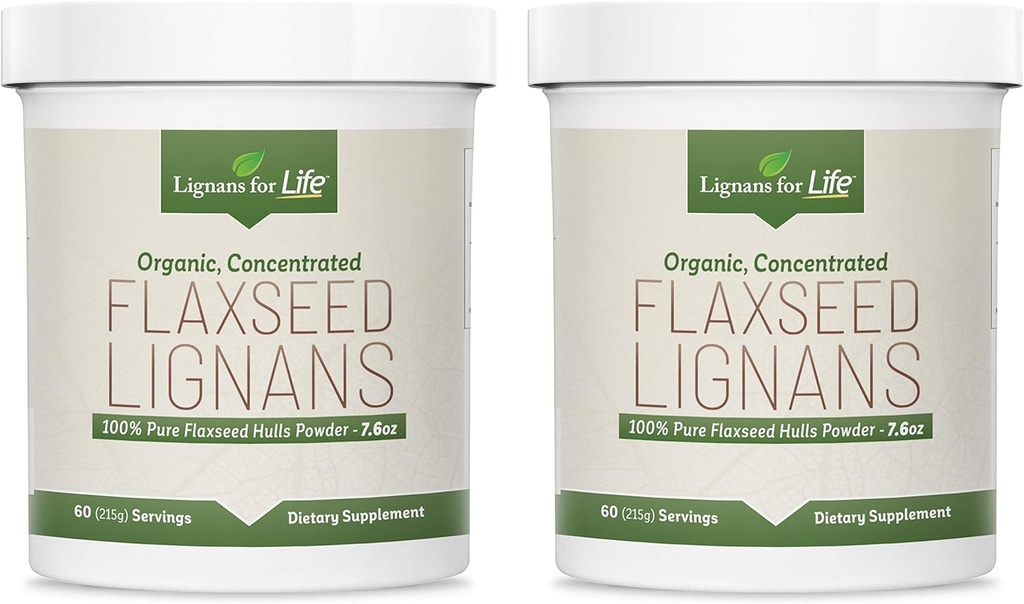 Lignans pour la vie - Poudre naturelle de lin en vrac - Acides gras Omega 3 et 6 remplis d'antioxydants à fibre haute - Soutien coeur et cheveux sains, système immunitaire sain - 60 portions 80mg par onglet, 2 pack