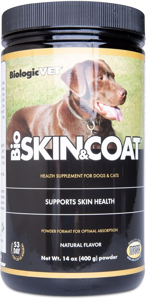 Flora - Formule BioSKIN & Coat - Supplément Chat & Chien Premium pour les animaux avec intolérances alimentaires - Offres Immune Support - Contient Biotin, Zinc, Bromelain & More - 14 oz.