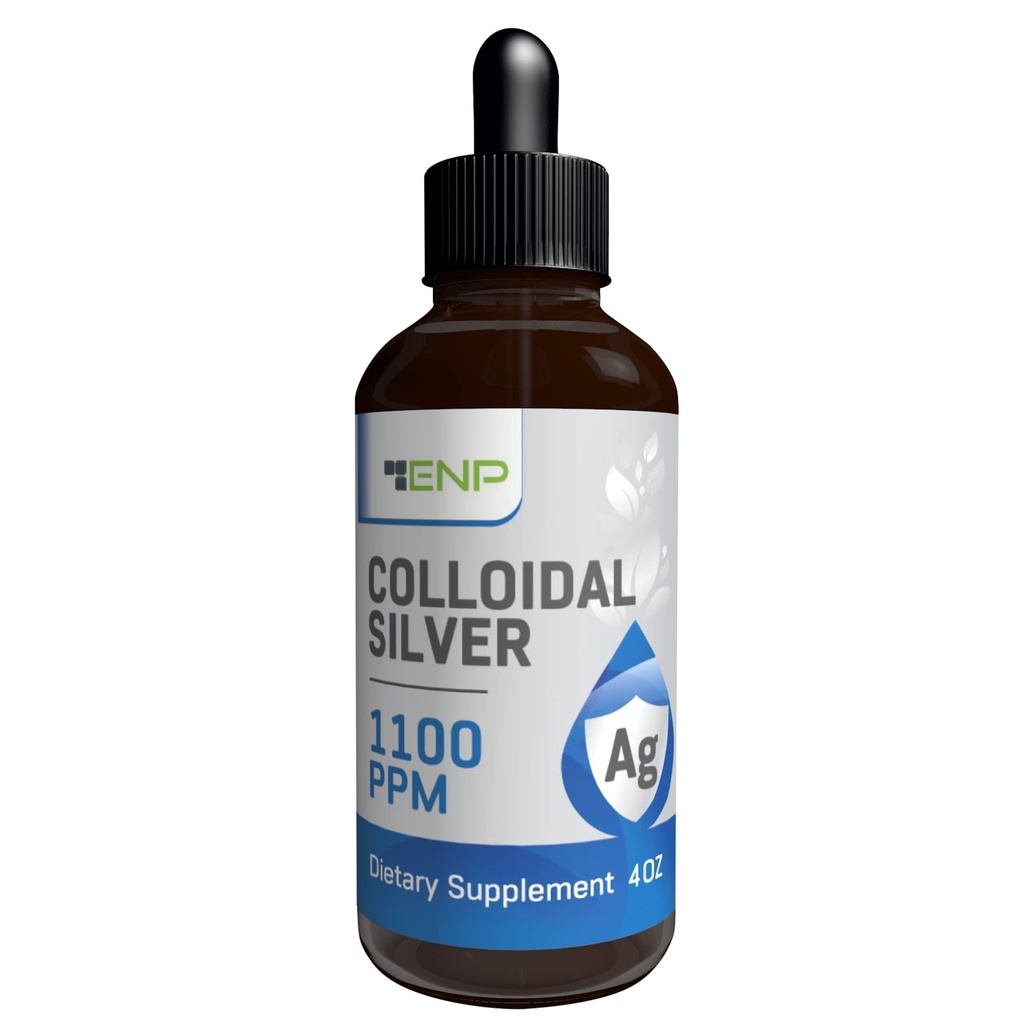 Colloïdal Argent Liquide 1100 ppm Exclusivité Argent Supplément liquide Exclusivité Bouteille en verre ambre 4 oz avec goutteau